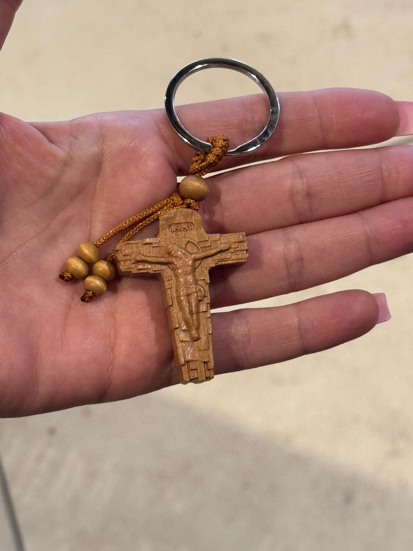 Brown Cross Keyring