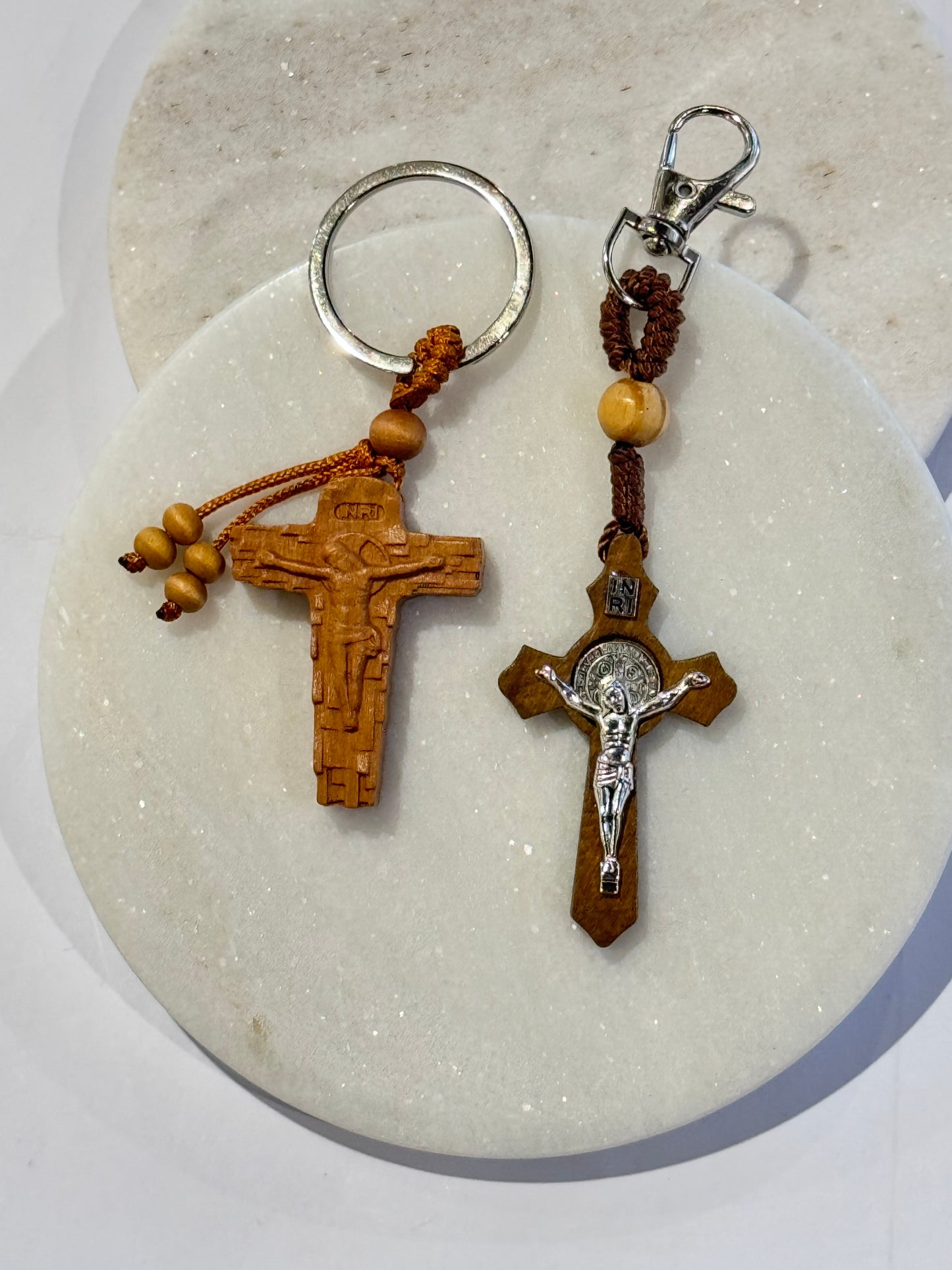 Brown Cross Keyring