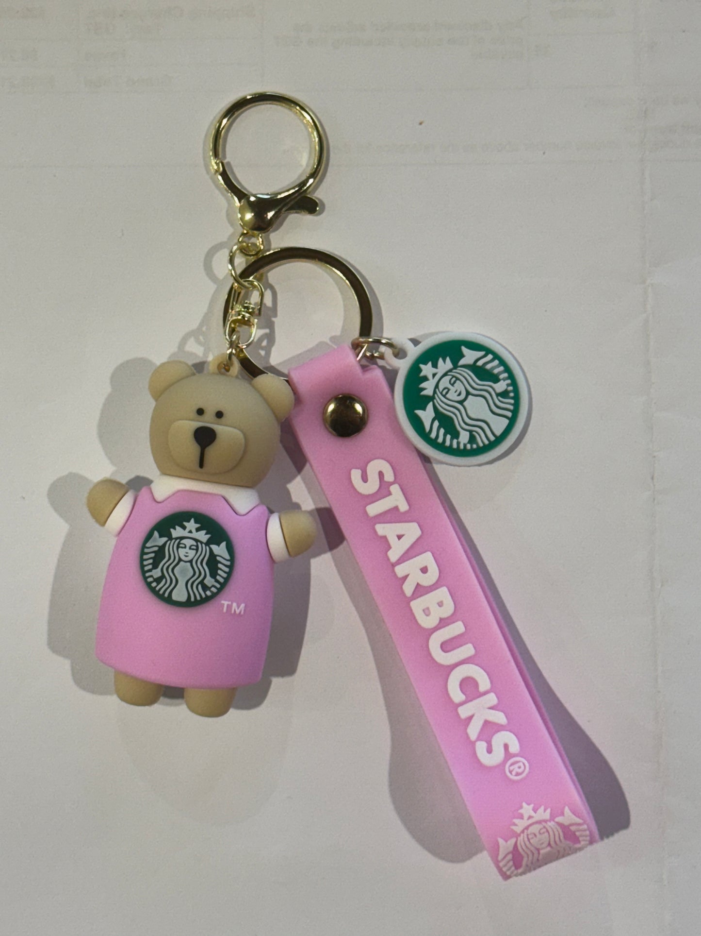 Pink Starbucks Bear 3D Keyrings